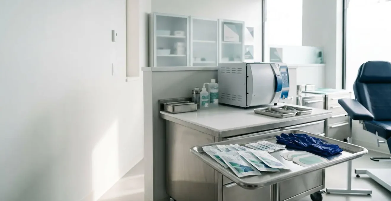Verification des normes d'hygiene dans un salon de tatouage professionnel avec equipements steriles et protocole sanitaire conforme ARS